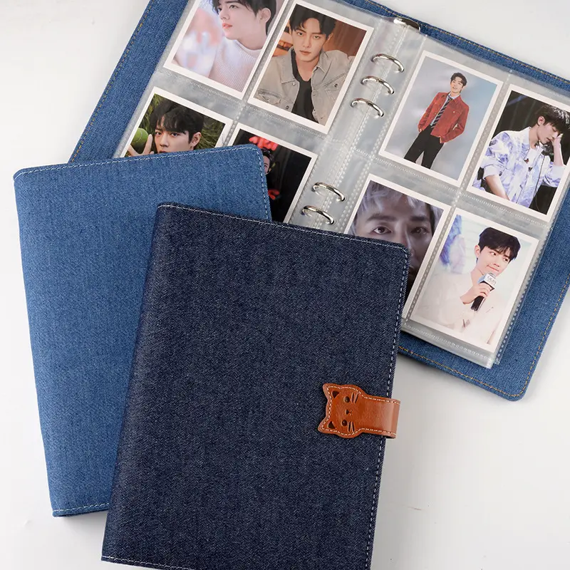 Denim Cloth Style Cover A5 Binder Photos Cards Stickers Photocard Book Instax Mini Scrapbooking Scrap Book Polaroid Photo Album