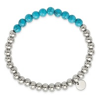 Bracelet en acier inoxydable plaqué PVD, résistant à la corrosion, imperméable et durable, avec perles en pierre semi-précieuse turquoise naturelle