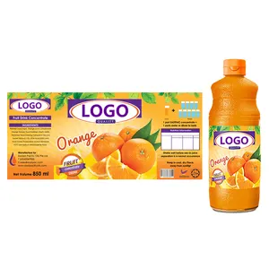 Emballage de bouteille de boisson personnalisé étanche Bopp PVC PET vinyle impression jus d'orange étiquette enveloppante pour boisson