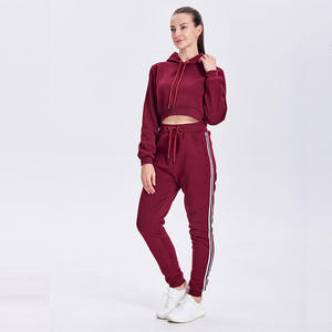 Conjunto de chándal liso para mujer, camiseta de manga larga y pantalones deportivos sueltos de dos piezas de último diseño al por mayor - Product Image 4