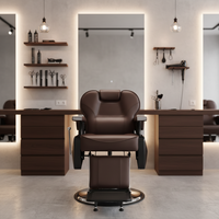 Fauteuil de Barbier Marron Moderne avec Grande Pompe pour Salon et Hôtel – Prix de Gros Incluant les Frais de Port – Idéal pour Coiffure et Salon de Beauté