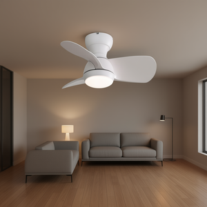 Ventilatore da Soffitto D0100H5AE6X 23 Pollici con Motore DC, 3 Pale in ABS, Luce LED, Telecomando, Bianco, Design Minimalista per Interni - Product Image 2
