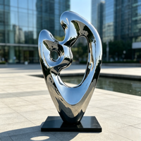 Sculpture abstraite en acier inoxydable, miroir poli, statue en métal, taille et couleur personnalisées, décoration pour la maison, le bureau, le jardin, le parc