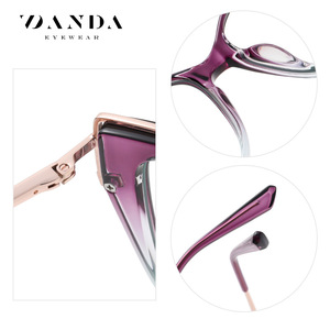 Gafas Danda Cat Eye con montura completa morada para mujer, monturas ópticas TJ876, lentes transparentes, tamaño mediano - Product Image 3