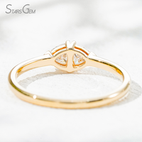 Bague de fiançailles de luxe pour femme StarsGem en or massif 18 carats avec deux diamants de laboratoire DEF VS taille triligne
