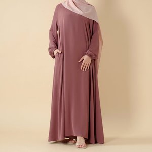 Abaya in Tessuto Nida Premium Tinta Unita, Multicolore, Elegante con Polsini Elastici, Stile Dubai per <span class=keywords><strong>Donne</strong></span> Musulmane - Product Image 3