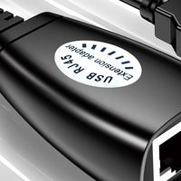 USB 2.0 RJ45 LAN uzatma genişletici adaptörü bükümlü çift Cat5/Cat5e/Cat6 kablo PVC ceket kombinasyonu siyah renk stok