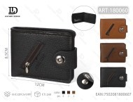 Portafoglio da Uomo in Vera Pelle, 5 Pollici, Chiusura con Bottone a Pressione, Lunghezza Corta - Product Image 1