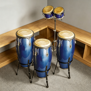 Venta al por Mayor de Fábrica: Exquisito Juego de Congas y Bongos Azules con Borde Negro - Product Image 4