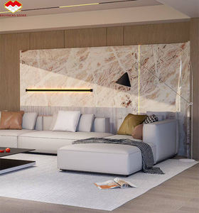 لوحة خلفية جدارية من الرخام الوردي الفاخر ، أثاث منزلي من الرخام الوردي المخصص ، أثاث منزلي للجزيرة - Product Image 2