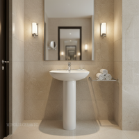 Lavabo en céramique moderne avec piédestal blanc, à poser au sol, pour salle de bain d'hôtel, design européen pour balcon, facile à nettoyer