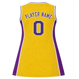 Robe de basket-ball pour femmes, jaune et violette, uniforme d'équipe sportive avec nom, numéro et logo personnalisés - Product Image 4