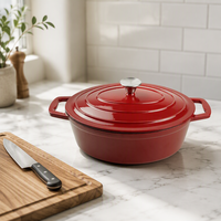 Cocotte en fonte émaillée brillante antiadhésive, design européen, ovale, avec deux poignées latérales courtes