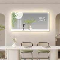 Peinture décorative minimaliste avec plantes vertes pour restaurant, horloge numérique électronique à LED à brancher, nouvelle peinture lumineuse