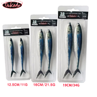 Leurre de pêche TAKEDO 3D Live Fish Painting, 12,5 cm, 16 cm, 19 cm, appât de pêche souple lumineux, queue de ciseaux, pour thon, bar, pêche en mer