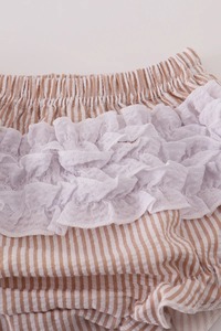 ชุดฤดูร้อนสองชิ้นสำหรับสาวๆชุดเซ็ตกุ้มมีระบายสีน้ำตาลขาวมีสไตล์และสวมใส่สบาย - Product Image 4