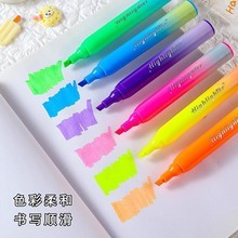 Juego de 6 Mini Marcadores Kawaii con Punta de Pincel Oblicua, Tinta Fluorescente, Material de Papelería para Escolar y Oficina - Product Image 3