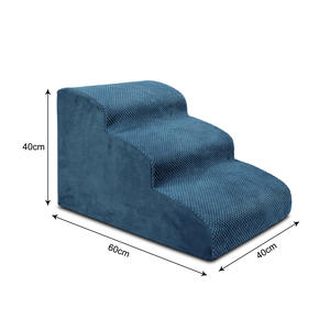 Cama pequeña para perros con escalera extraíble antideslizante, <span class=keywords><strong>escaleras</strong></span> de pana para mascotas y sofá de cabecera para gatos, suministros de patrón sólido lavable - Product Image 3