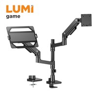 Bras de moniteur double premium LDT81-C024P-ML avec plateau pour ordinateur portable 2 en 1, support de bureau pour écran LCD en aluminium pour ordinateur portable, pour la maison et le bureau