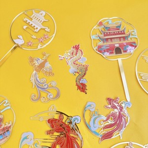 Adornos de acrílico para pasteles estilo chino con diseño de dragón, pez koi y fénix, para cumpleaños, Festival de Primavera y Año Nuevo. - Product Image 2