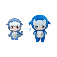 Peluche personnalisée de haute qualité, unisexe, en costume bleu, poupée mascotte sur pied, produit personnalisé