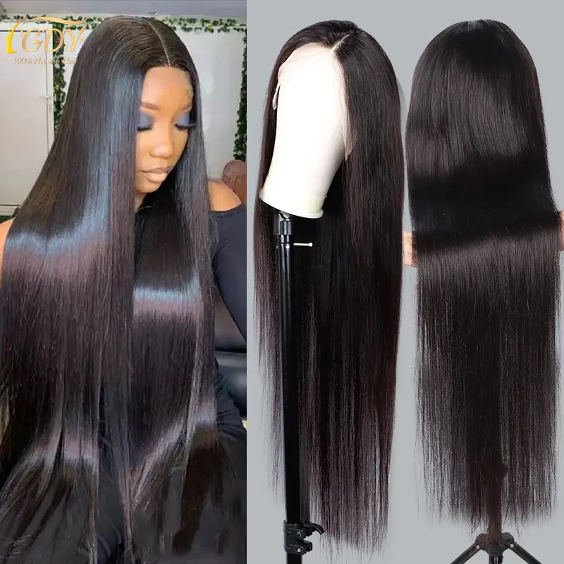 GDYhair 30 40Inch 13*4 Brazilian Natural Straight 100% Virgin Human Hair HD Lace Front Wigs For Black Women