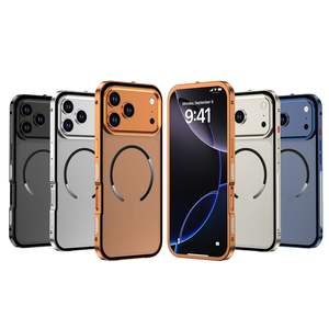 Nuova custodia per telefono cellulare ultrasottile smerigliato magnetico per <span class=keywords><strong>iPhone</strong></span> 17 16 15 <span class=keywords><strong>14</strong></span> <span class=keywords><strong>Pro</strong></span> <span class=keywords><strong>Max</strong></span> bordo in metallo trasparente senza fili di ricarica <span class=keywords><strong>arancione</strong></span> - Product Image 1
