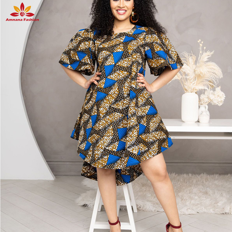 Shop Stylish African Print HI-LOW Dress with Cotton Pockets Shop Stylish African Print HI-LOW Dress with Cotton Pockets