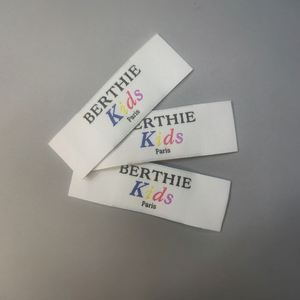 Wholesale High Quality Fabric Logo Custom Center Fold Woven Clothing Tags Wash Care Looped Garment Neck <b>Labels</b> for Shirts - Product Image 2