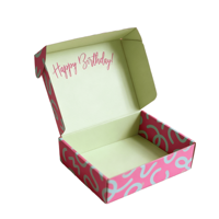 Boîtes cadeaux d'anniversaire personnalisées imprimées, boîtes d'expédition ondulées roses et vertes, boîtes Joyeux Anniversaire, emballages d'expédition à motifs
