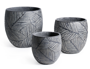 Grands pots de plantes d'<span class=keywords><strong>extérieur</strong></span> et d'intérieur avec drainage, jardinières texturées en faux pierre grise pour la décoration de véranda - Product Image 3