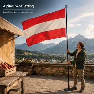 Bandiera Nazionale Austriaca Personalizzata 3x5ft in Poliestere per Esterni con Occhielli in Ottone per Celebrazioni Nazionali ed Eventi Europei - Product Image 5