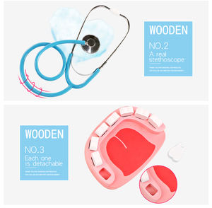 Giocattolo Medico in Legno per Bambini, Kit Medico e Dentistico Rosso con Borsa in Tessuto, Giochi di Ruolo per Bambini - Product Image 2