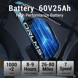 Bicicleta Eléctrica de Montaña con Envío Gratuito desde Almacén en EE. UU., 2000W, Motor Dual, Frenos de Disco Hidráulicos, Neumáticos Gruesos de 24 Pulgadas, 60V 25Ah, E-<span class=keywords><strong>MTB</strong></span> Rápida - Product Image 5