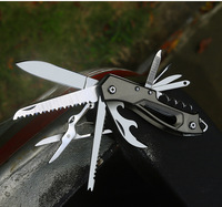 Couteau pliant de survie multifonction 14-en-1 en acier inoxydable 440 et aluminium, le plus vendu, pour camping et extérieur, avec porte-clés
