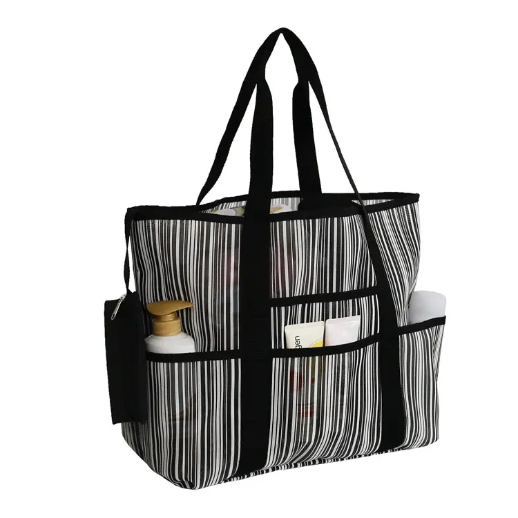 बहु-funtional हल्के Foldable बड़े जाल समुद्र तट बैग ले जाना कई जेब के साथ यात्रा किराने की खरीदारी हैंडबैग