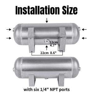 Serbatoio Universale in Alluminio Argento da 3 Galloni per Sospensioni Pneumatiche con Foro 1/4 NPT, Cilindro per Sistema di Sospensione a Gas - Product Image 6