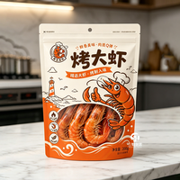 Sachets d'emballage personnalisés pour snacks de fruits de mer, sachets refermables à fenêtre, format stand-up