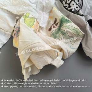 Trapos de Algodón Blancos Impresos de Uso General, Alto Contenido de Algodón para Tareas de Limpieza y Secado, Bolsa de Aproximadamente 10 kg - Product Image 4