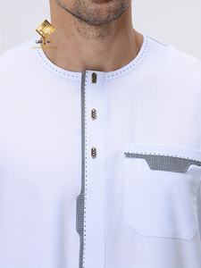 Túnica Blanca para Hombre Al Haramain, Manga Larga, Largo hasta el Suelo, Algodón, Ropa Modesta para Oración, Estilo de Oriente Medio, Corte Regular, Color Sólido - Product Image 6