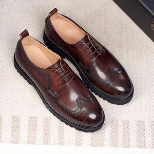 Chaussures Derby carrées pour hommes en cuir gaufré brocart, à lacets, rehaussantes, décontractées, pour usage quotidien et formel, résistantes à l'usure et antidérapantes - Product Image 6