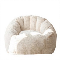 Fauteuil pouf en forme de coquille en peluche avec accoudoirs, canapé de sol moelleux et confortable pour salon et chambre à coucher