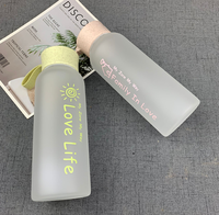 Bouteille d'eau en verre thermotolérant transparent personnalisé avec couvercle en plastique pour les filles