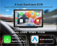 Lecteur MP5 de 9 pouces Media Carplay Android Auto Boîte noire de voiture ADAS 2K Double objectif Contrôle central Système audio de streaming