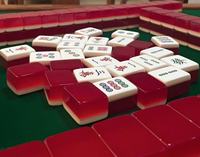 Jeu de Mahjong chinois en acrylique bicolore rouge et blanc, tuiles de Mahjong de luxe à dos rouge brillant pour les jeux à domicile