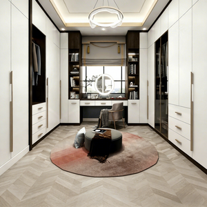 โรงงานขายส่งตู้เสื้อผ้าคุณภาพสูงสำหรับวิลล่าและอพาร์ทเมนต์ ตู้เสื้อผ้าแบบวอล์กอินสไตล์มินิมอลแบบโมดูลาร์สั่งทำได้ - Product Image 6