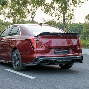 For Cadillac CT4 Spoiler 2020-2023 V Style ABS Plastic Material Gloss Black Spoiler Trunk Carbon Fiber Lip Cover <b>Splitter</b> Tuning - Product Image 3