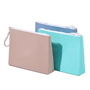 Su geçirmez silikon makyaj çantası taşınabilir fermuar kozmetik iş seyahat için saklama çantası bayanlar tuvalet çantası