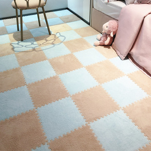 Alfombras de piso entrelazadas con patrón geométrico cuadrado antideslizantes para sala de estar, dormitorio, alfombra para niños - Product Image 4
