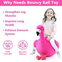 Vente en gros Rose Flamingo Hopper Ball Peluche Soft Ride on Bouncer pour l'extérieur et l'intérieur Jeu avec couvercle amovible lavable